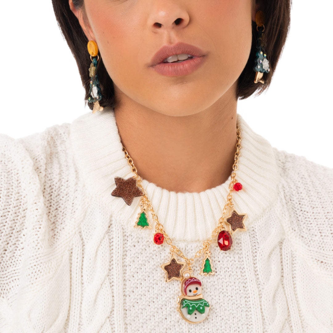 Collana girocollo a catena con charms pendenti in acrilico a tema natalizio