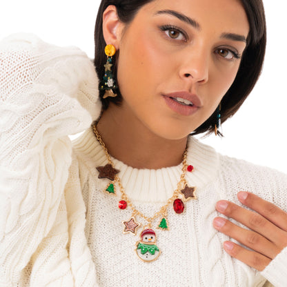 Collana girocollo a catena con charms pendenti in acrilico a tema natalizio
