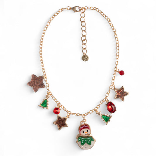 Collana girocollo a catena con charms pendenti in acrilico a tema natalizio