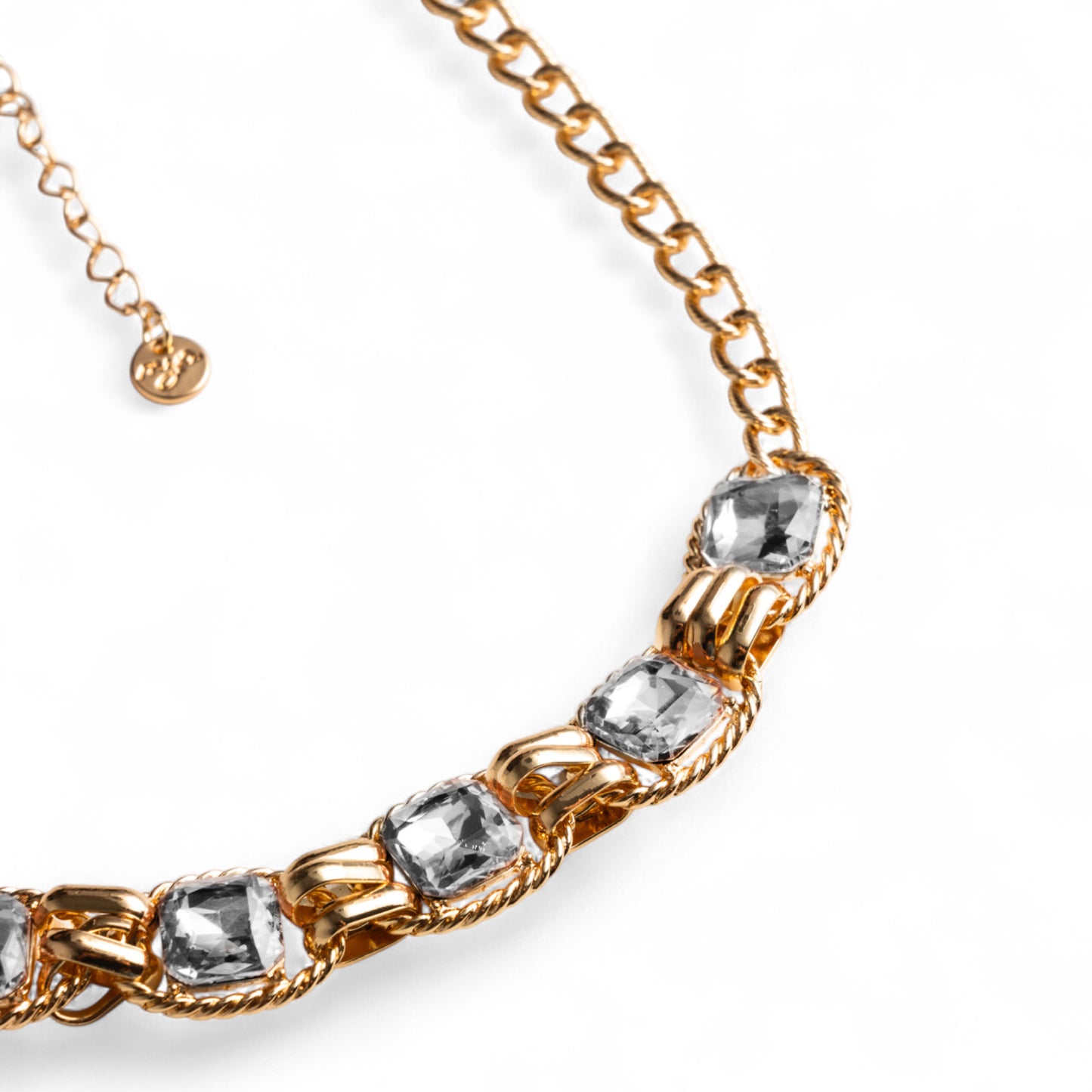 Collana girocollo a catena con pietre in vetro crystal