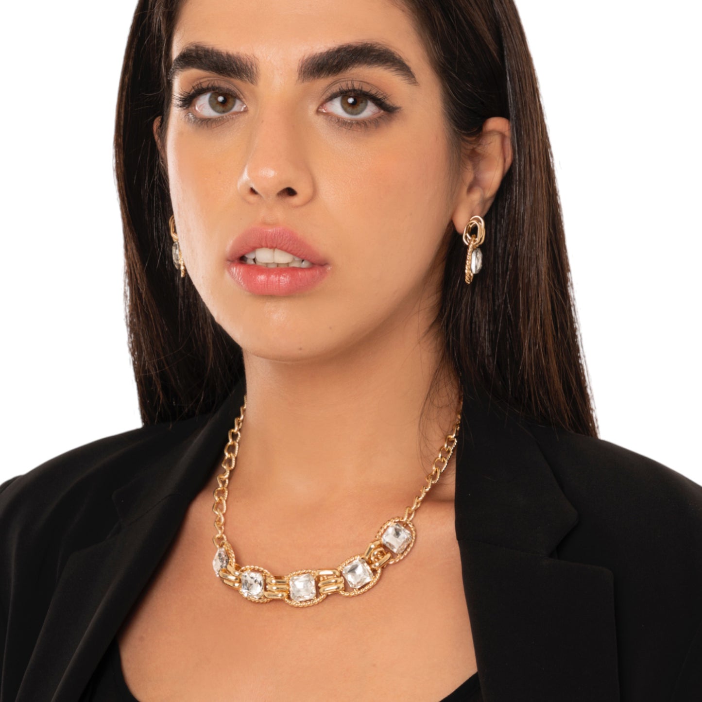 Collana girocollo a catena con pietre in vetro crystal