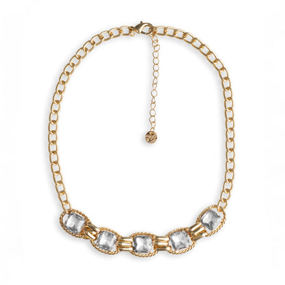 Collana girocollo a catena con pietre in vetro crystal