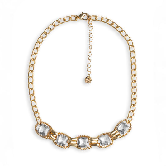 Collana girocollo a catena con pietre in vetro crystal