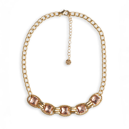 Collana girocollo a catena con pietre in vetro topazio