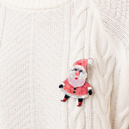 Spilla con base in metallo design in acrilico a forma di babbo natale