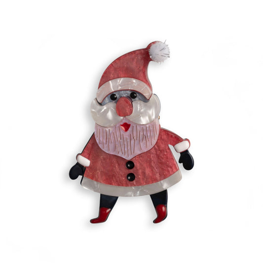 Spilla con base in metallo design in acrilico a forma di babbo natale