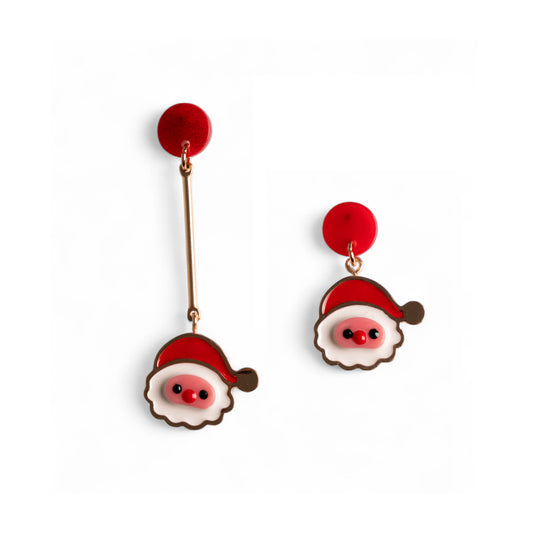 Orecchini sali e scendi in acrilico con design di babbo natale