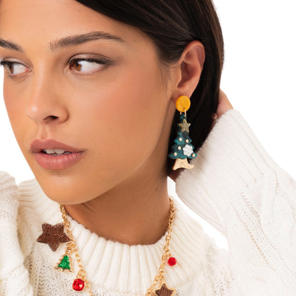 Orecchini pendenti ad albero di natale in acrilico