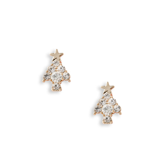 Orecchini in metallo con design ad albero di natale con pietre in vetro crystal