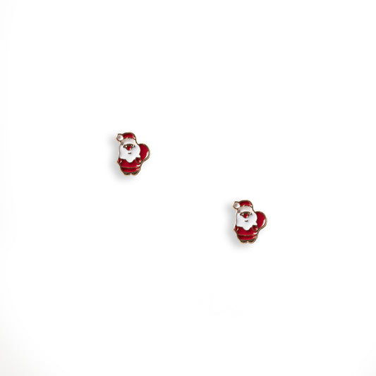 Orecchini piccoli in metallo a forma di babbo natale in acrilico