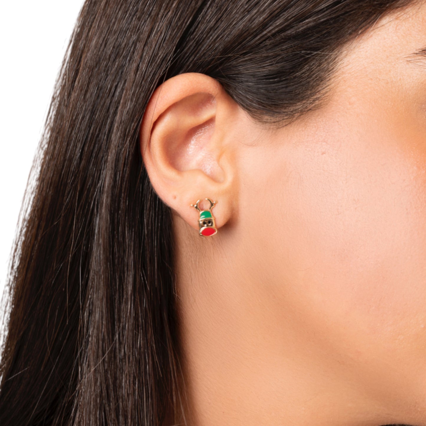 Orecchini piccoli in metallo a forma di renna in acrilico