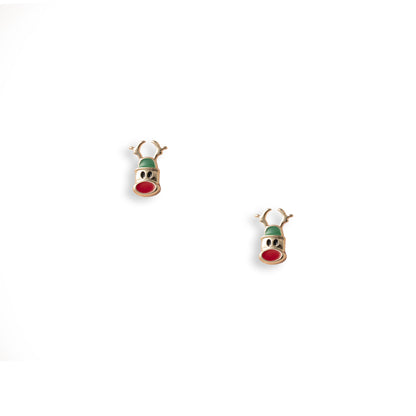 Orecchini piccoli in metallo a forma di renna in acrilico