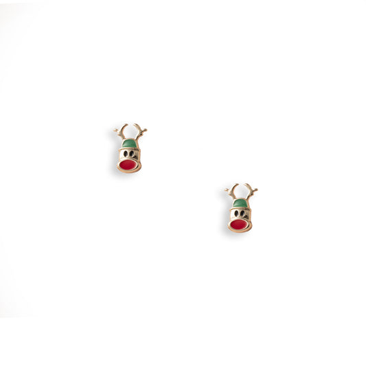 Orecchini piccoli in metallo a forma di renna in acrilico