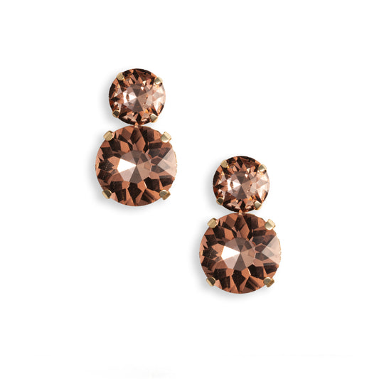 Orecchini pendenti in metallo dal design circolare con pietre in vetro topazio