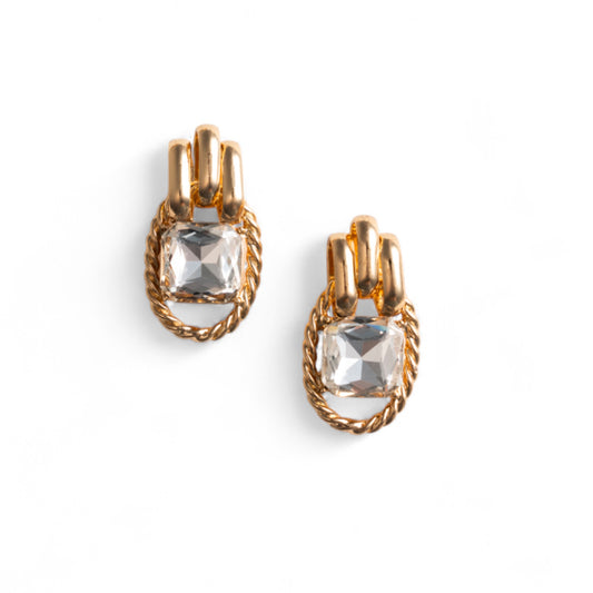 Orecchini pendenti in metallo con pietra in vetro crystal