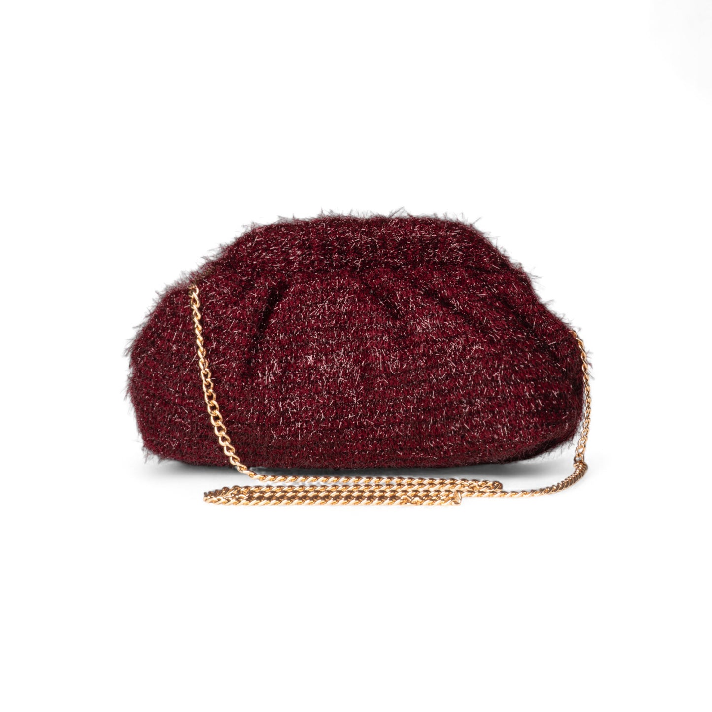 Borsa clutch in tessuto morbido bordeaux