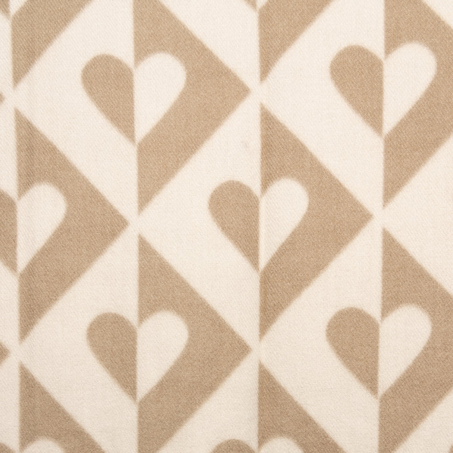 Sciarpa in lana con stampa a cuori bicolore bianca e beige