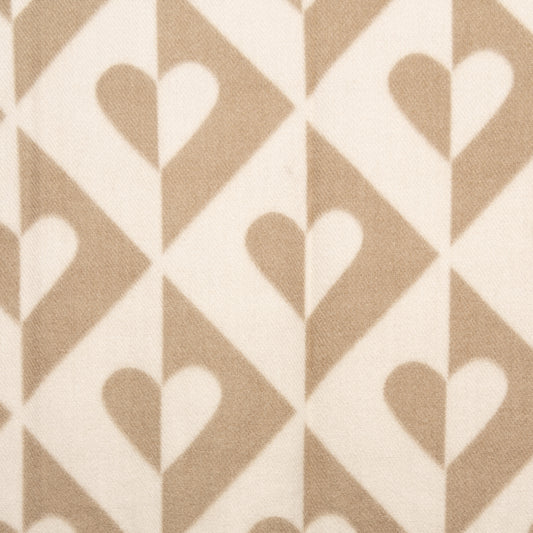 Sciarpa in lana con stampa a cuori bicolore bianca e beige