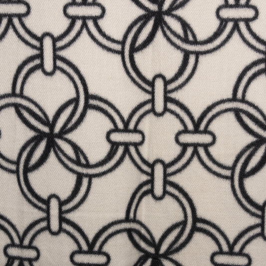 Sciarpa in lana bianca con stampa simmetrica nera