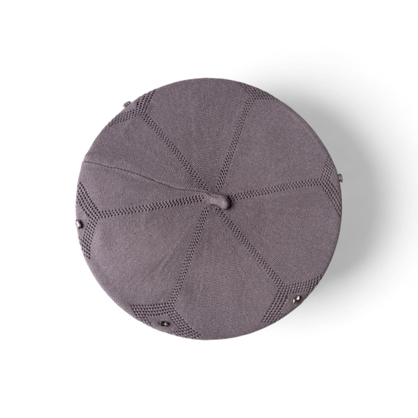 Cappello a basco in lana a tinta unita grigio con pietre crystal