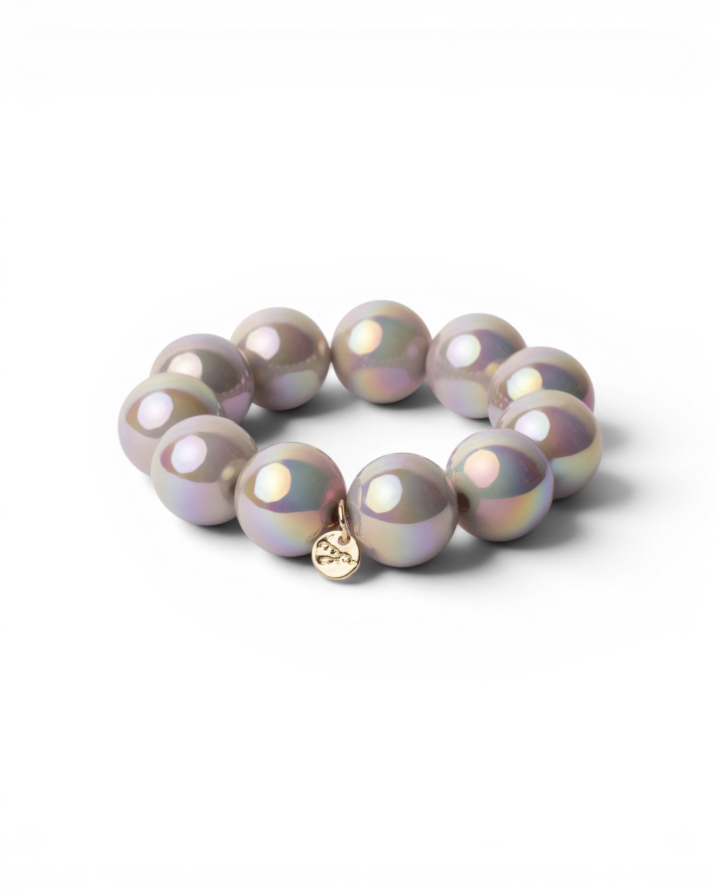 Bracciale elastico con sfere in acrilico tono grigio