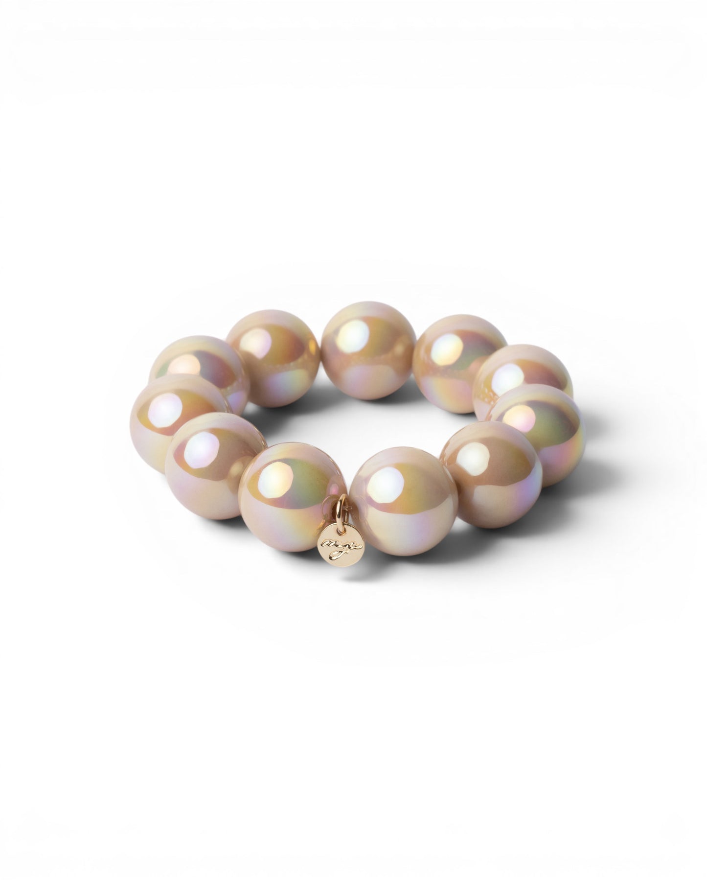 Bracciale elastico con sfere in acrilico tono ambrato