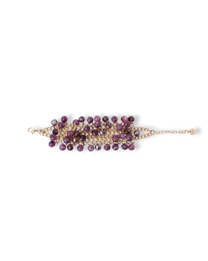 Bracciale a catena con pietre in vetro ed acrilico tono viola