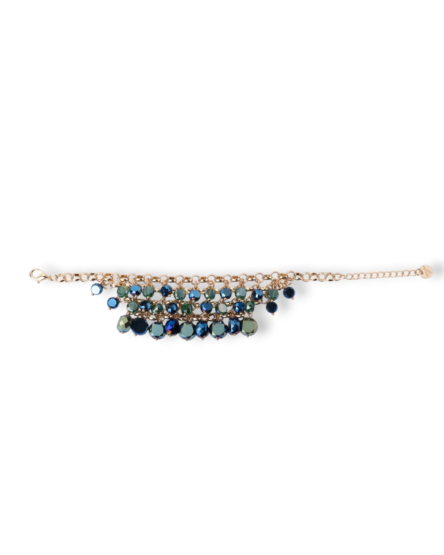 Bracciale a catena con pietre pendenti in vetro tono blu