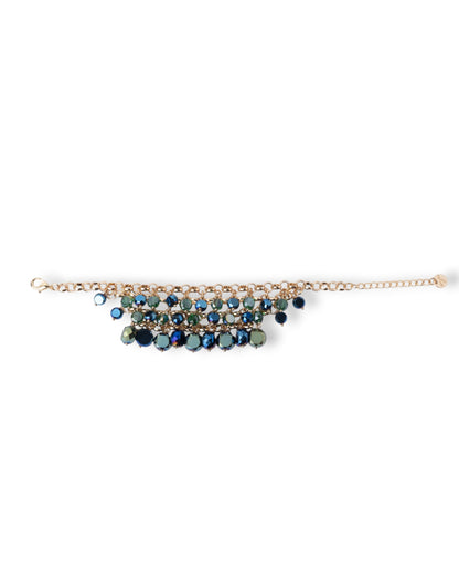 Bracciale a catena con pietre pendenti in vetro tono blu