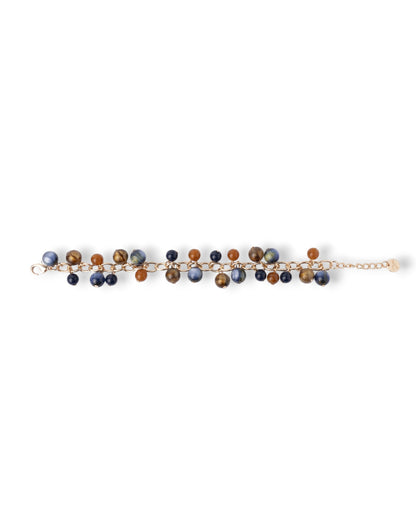 Bracciale a filo di catena con pietre pendenti in acrilico multicolore