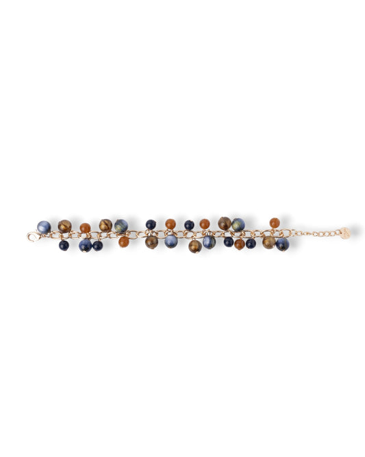Bracciale a filo di catena con pietre pendenti in acrilico multicolore