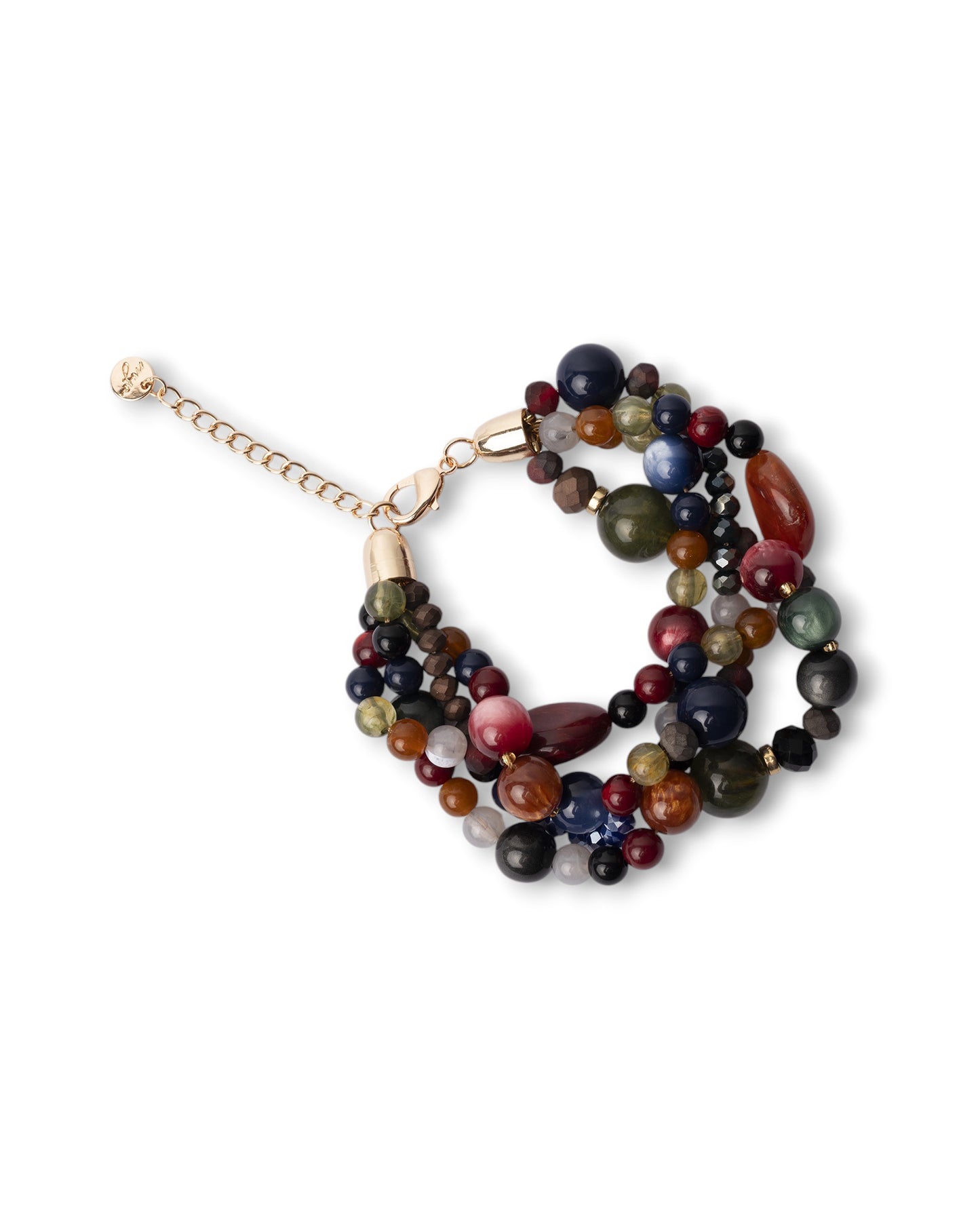 Bracciale con pietre intrecciate in acrilico e vetro multicolore