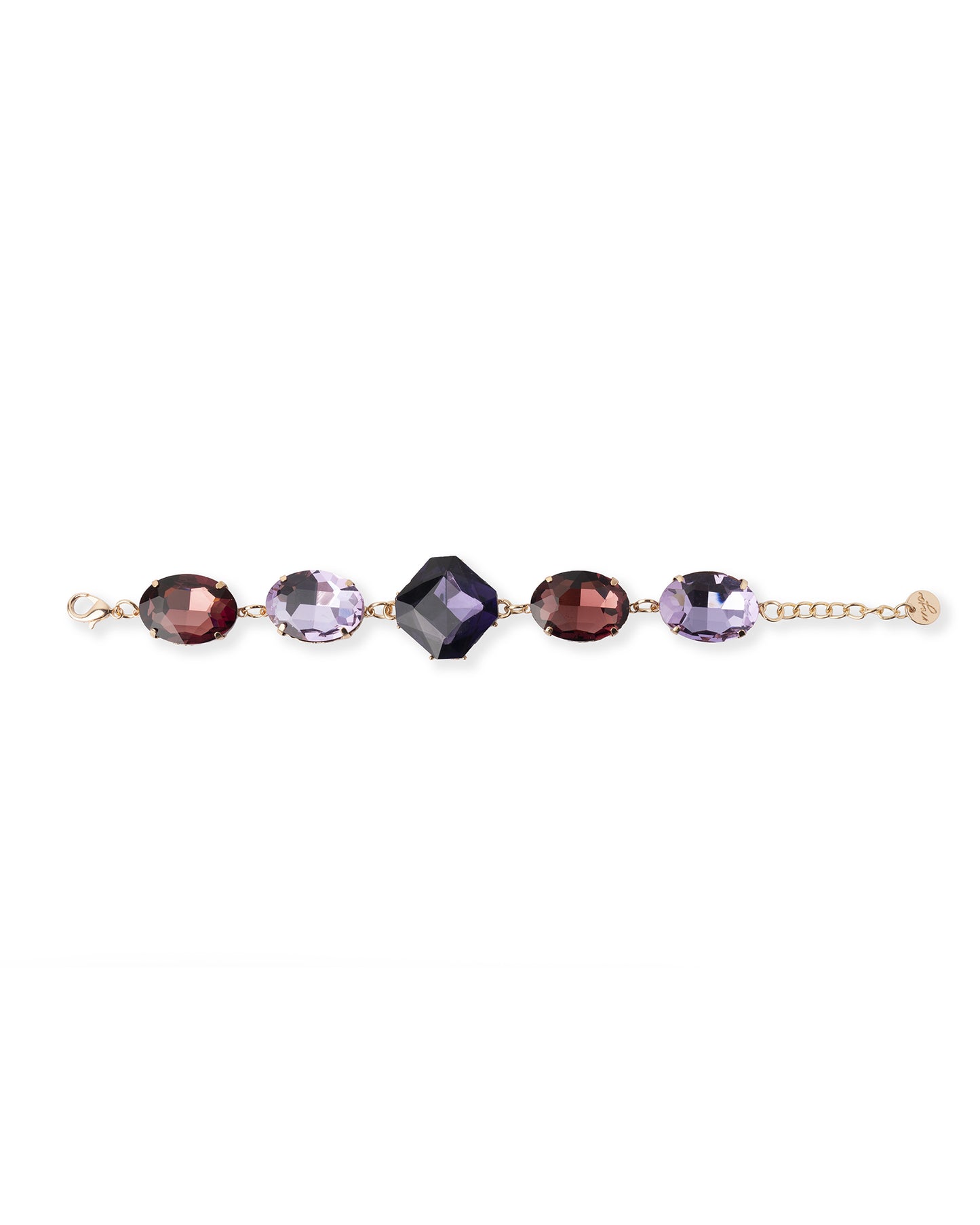 Bracciale in metallo con pietre in vetro tono viola