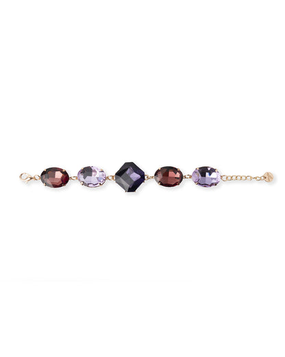 Bracciale in metallo con pietre in vetro tono viola