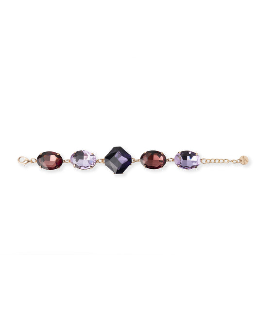 Bracciale in metallo con pietre in vetro tono viola