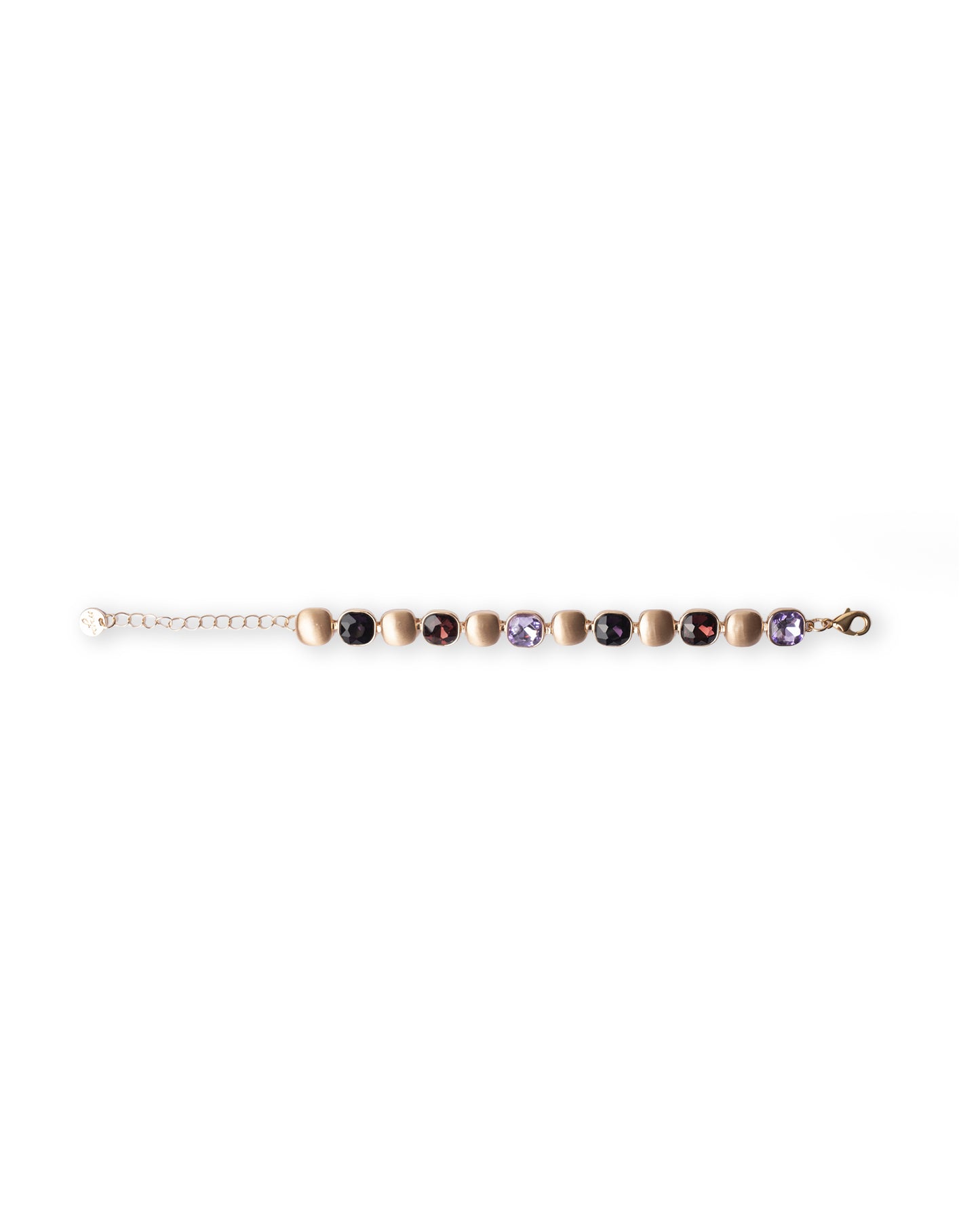 Bracciale in metallo con inserti di pietre in vetro viola
