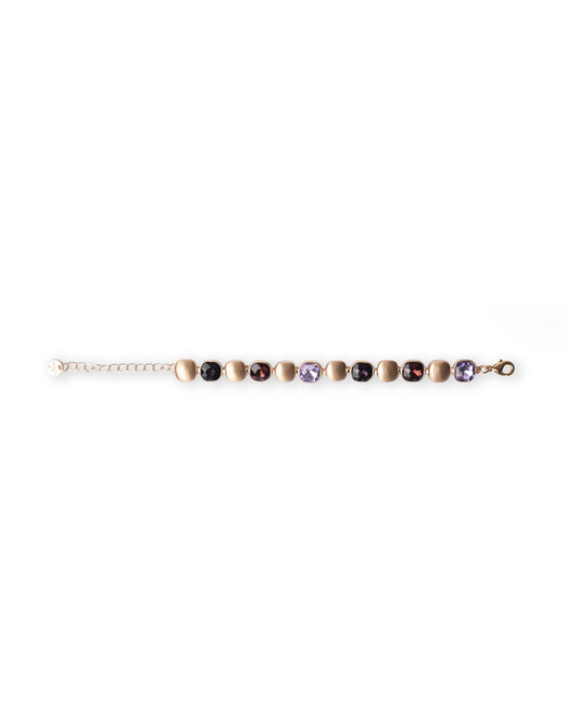 Bracciale in metallo con inserti di pietre in vetro viola