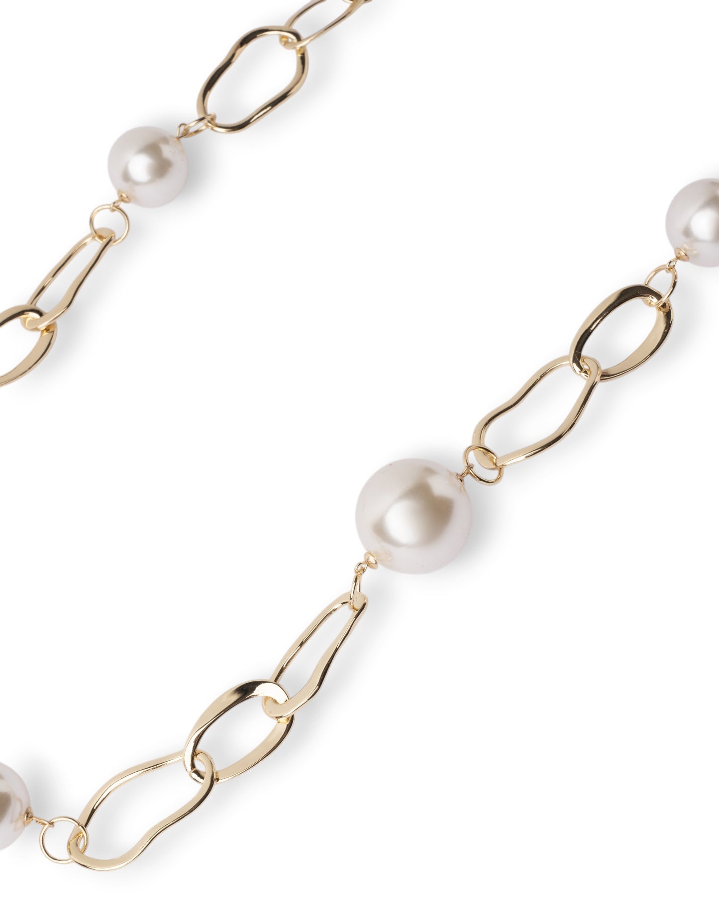 Collana lunga a catena lucida con inserti perle in vetro