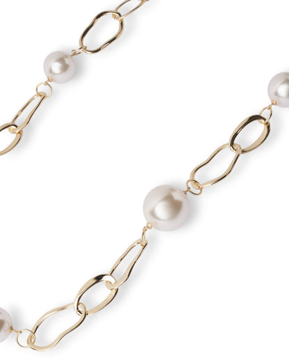 Collana lunga a catena lucida con inserti perle in vetro