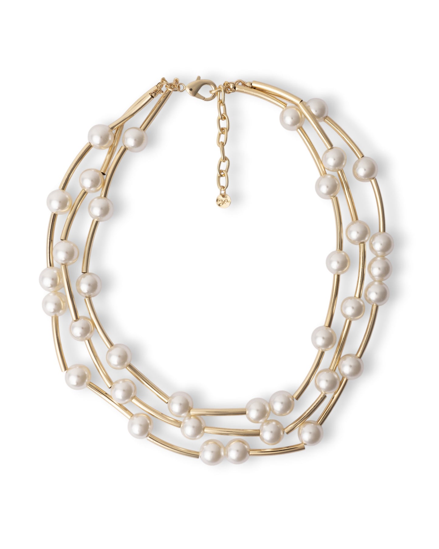 Collana a tre fili in metallo con inserti perle in vetro