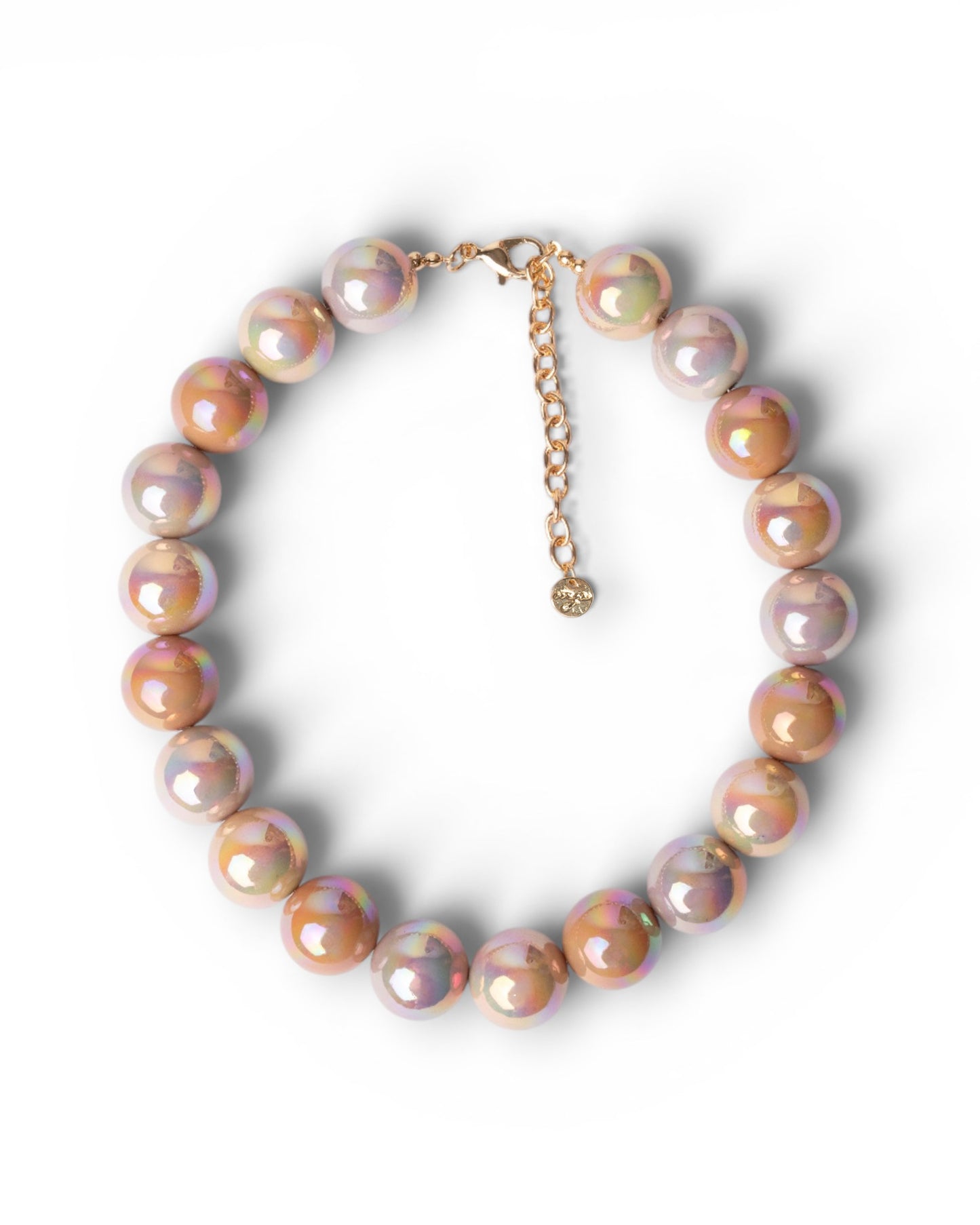 Collana girocollo con pietre in vetro multicolore