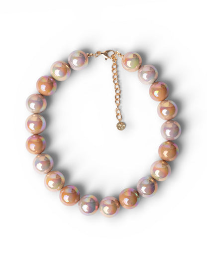 Collana girocollo con pietre in vetro multicolore