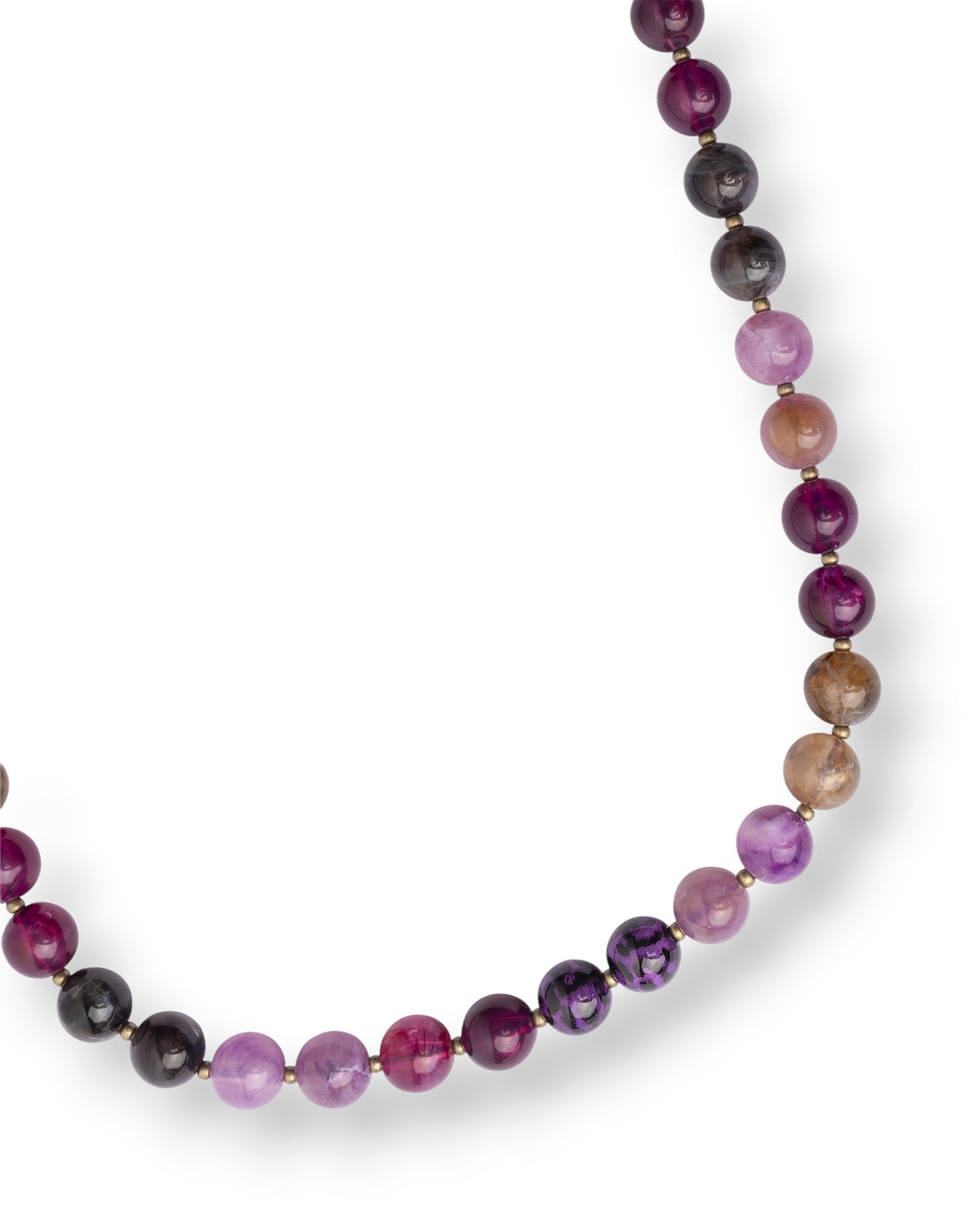 Collana lunga con sfere in acrilico e resina animalier tono viola