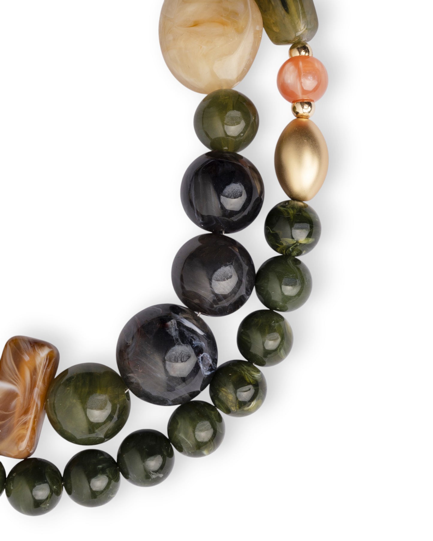 Collana a due fili con pietre in acrilico multicolore