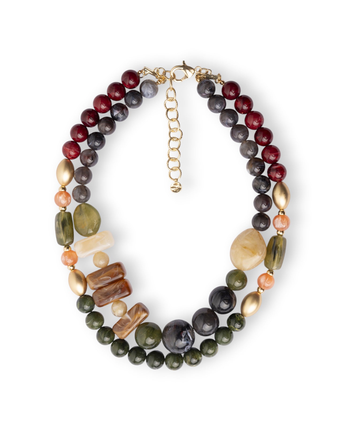Collana a due fili con pietre in acrilico multicolore