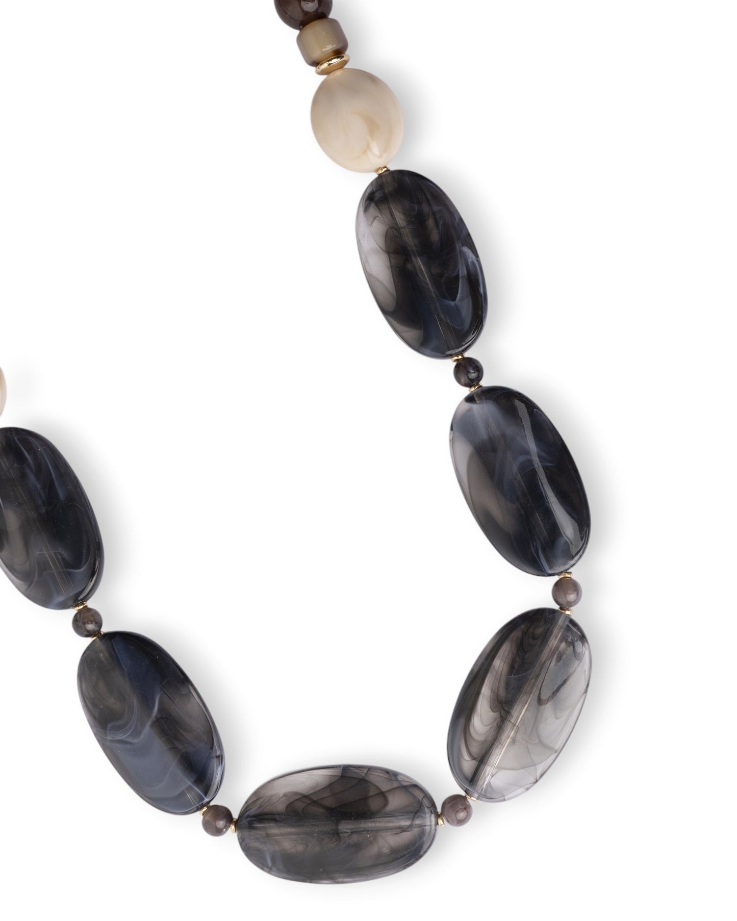 Collana lunga con pietre in acrilico e resina marrone e grigio