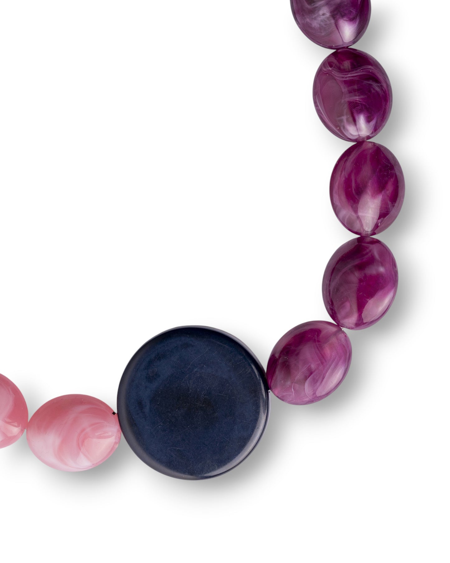 Collana girocollo in acrilico con pietre marrone e viola
