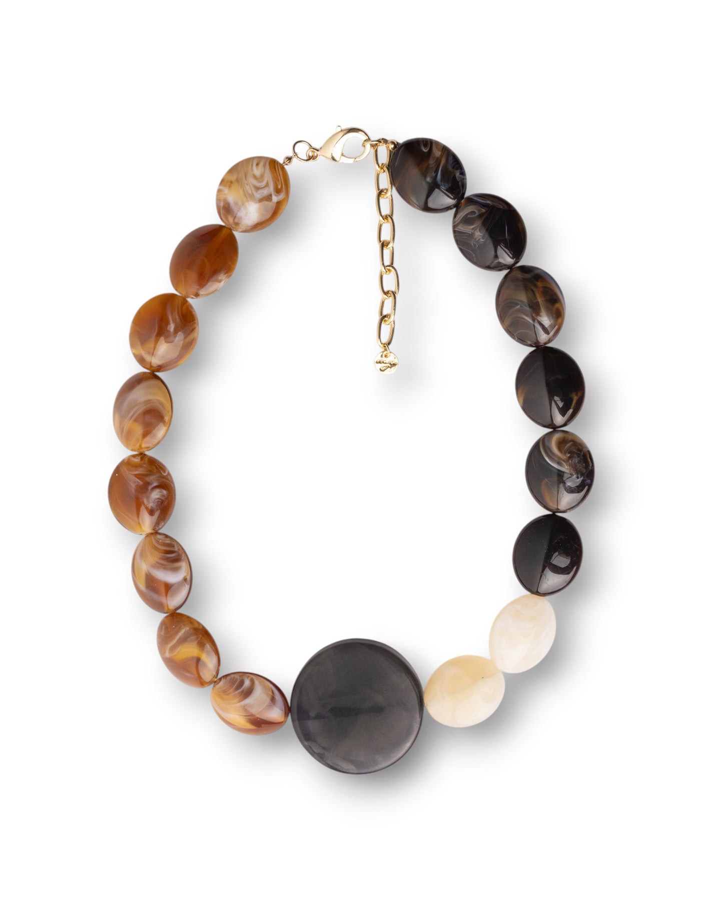 Collana girocollo in acrilico con pietre marrone e topazio
