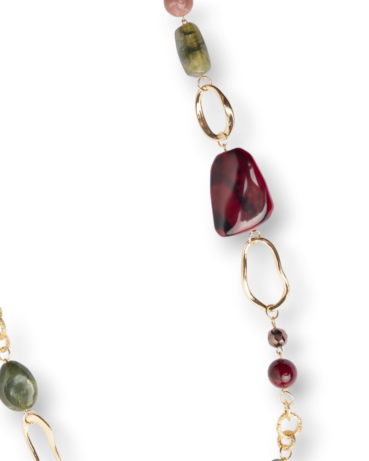 Collana lunga a catena con pietre in acrilico multicolore