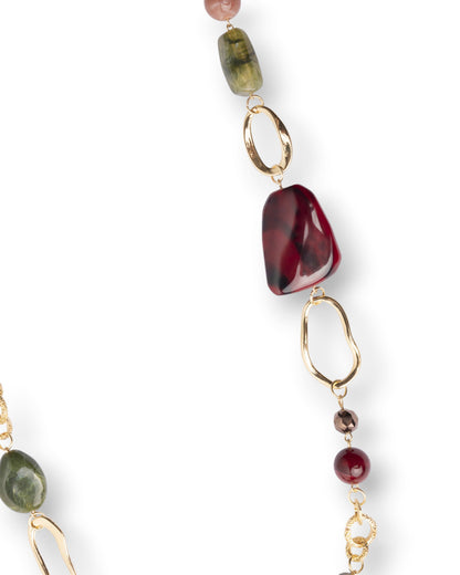 Collana lunga a catena con pietre in acrilico multicolore